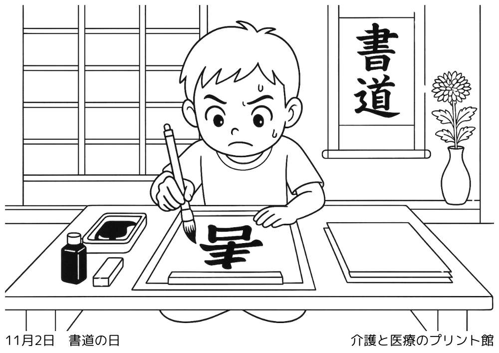 11月2日今日は何の日？書道の日の高齢者向け塗り絵