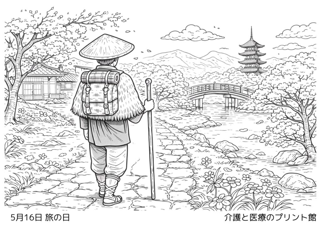 5月16日 旅の日 高齢者向け無料塗り絵【今日は何の日？】